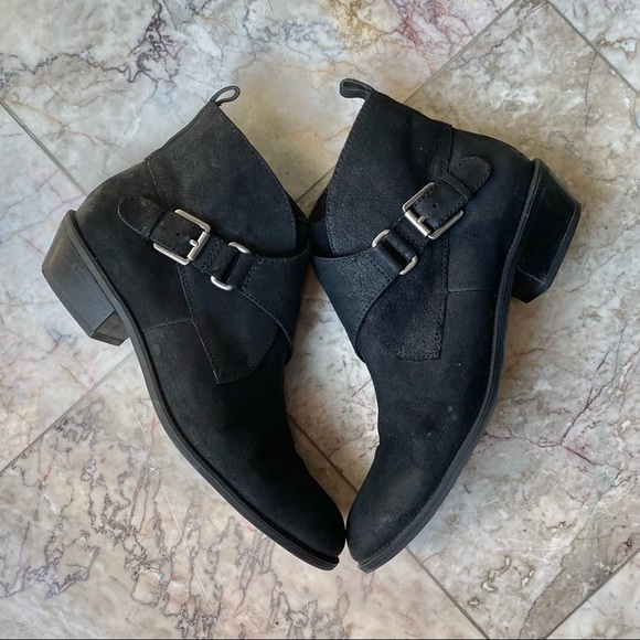 Black Leather Nubuck / Suede Boots/ booties with low heel. - Picture 14 of 15